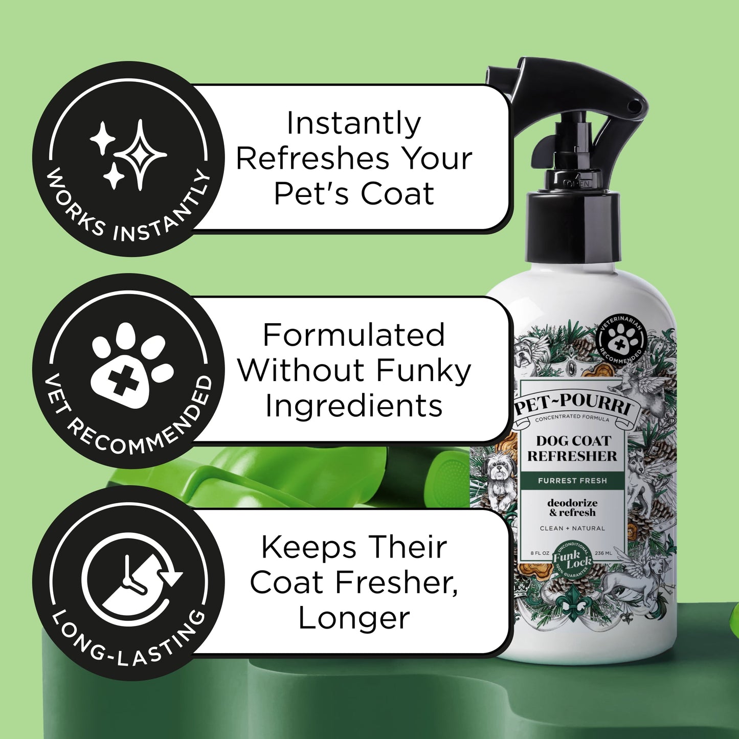 Pet-Pourri Dog Coat Refresher, Furrest Fresh, Bergamot, Clove, and Cin
