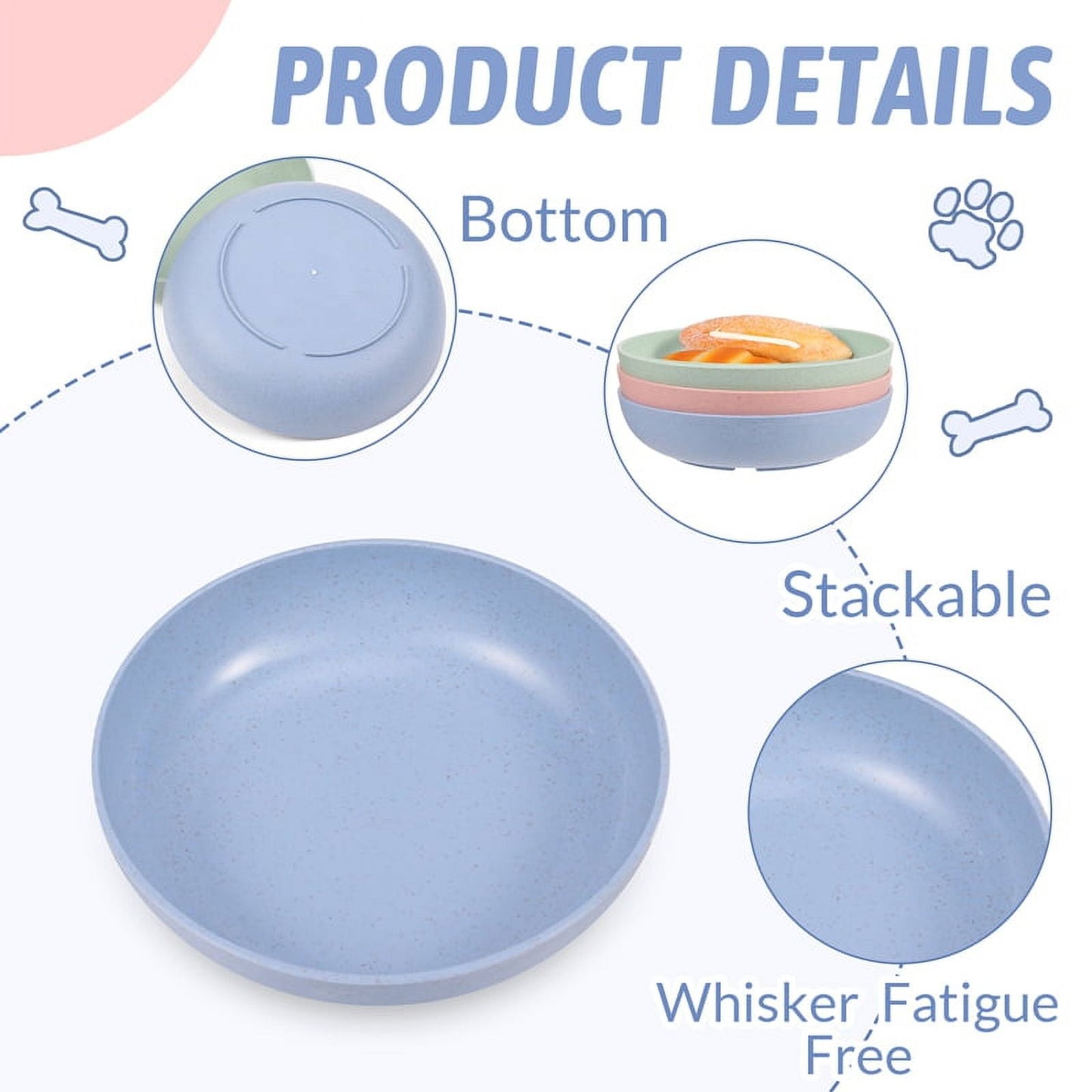 6 Pcs Whisker Friendly Fatigue Cat Bowl, 5.5 Inch Shallow Cat Food Dis