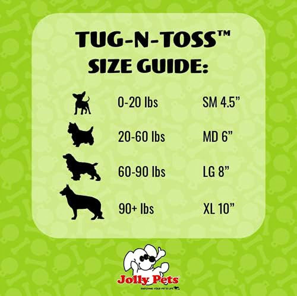 Jolly Pets Tug-N-Toss 6 inch Red Rubber Ball with Handle Chew Toy for