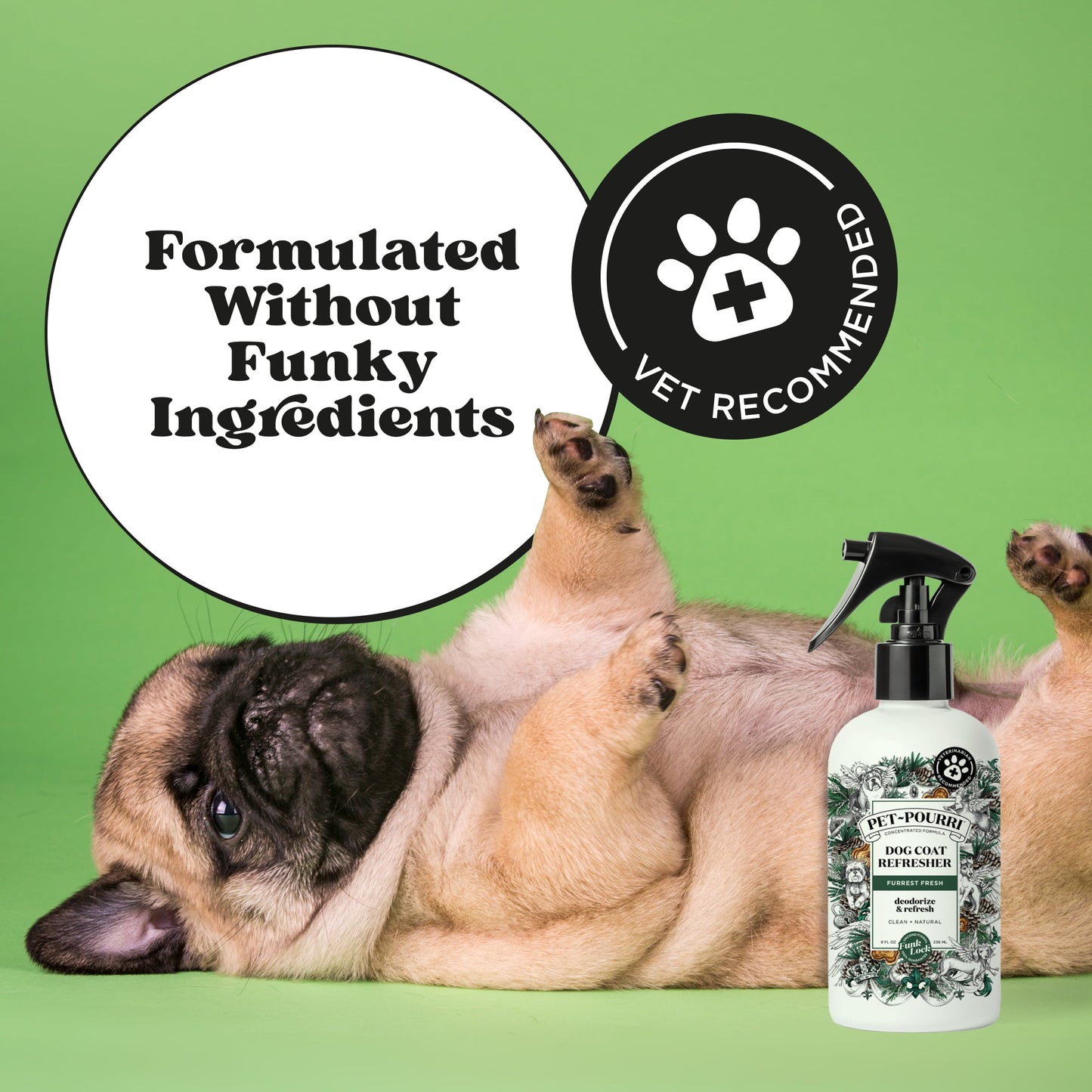 Pet-Pourri Dog Coat Refresher, Furrest Fresh, Bergamot, Clove, and Cin