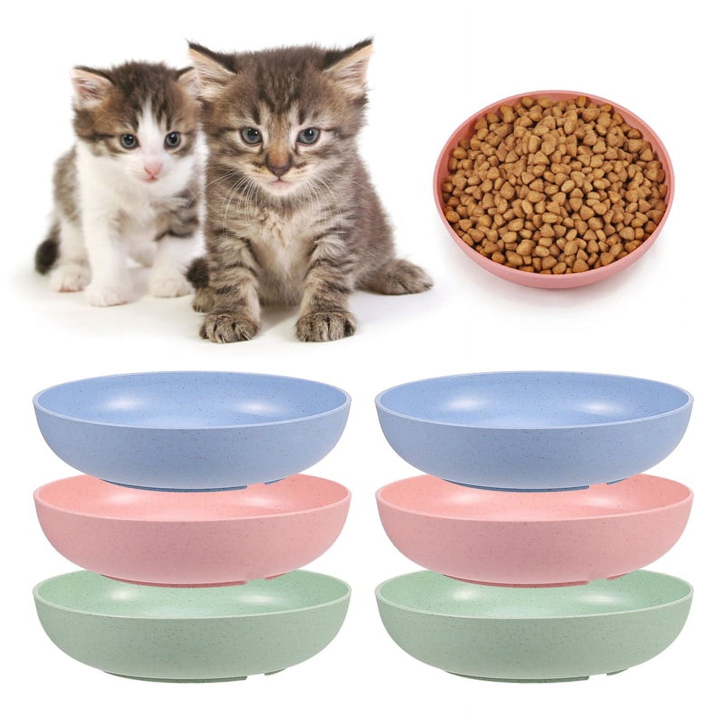 6 Pcs Whisker Friendly Fatigue Cat Bowl, 5.5 Inch Shallow Cat Food Dis