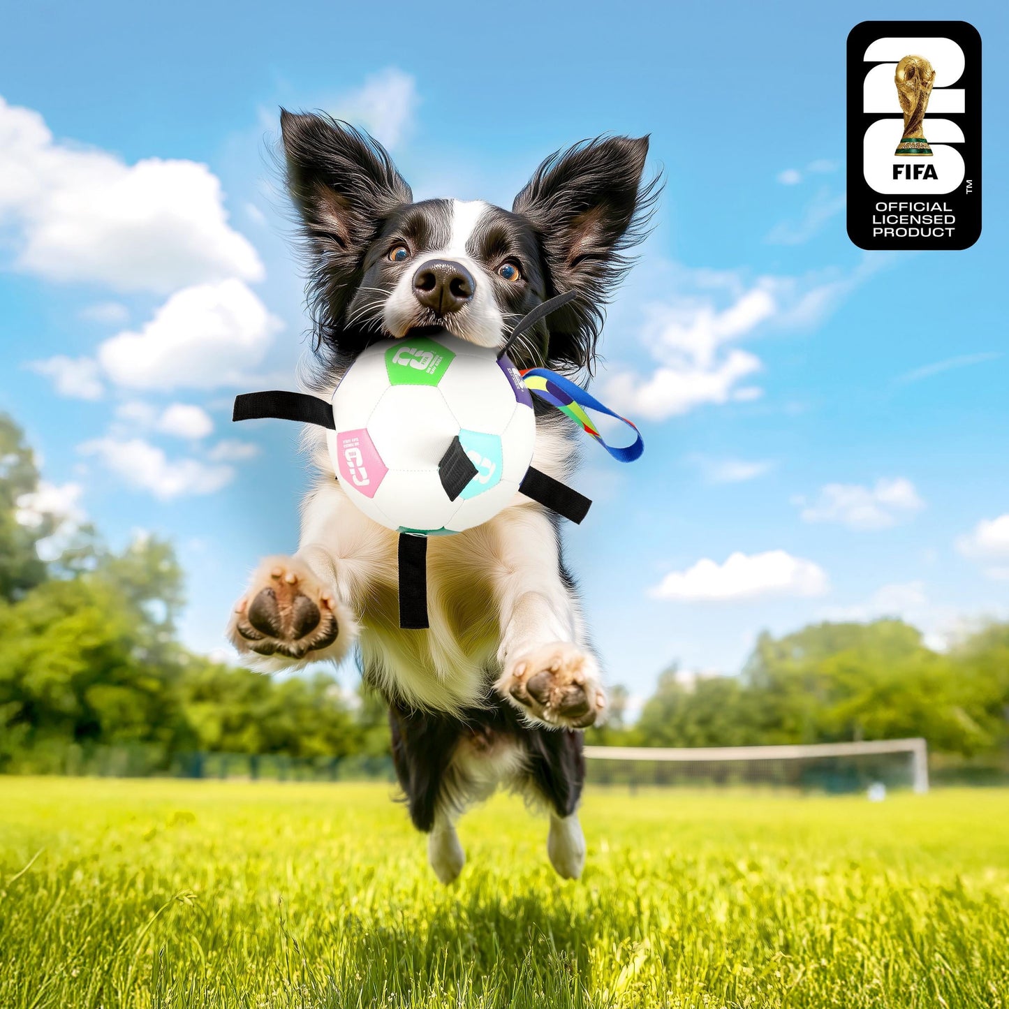 FIFA World Cup 2026 Pet Powergrip Soccer Ball Toy with Tethers for Dog