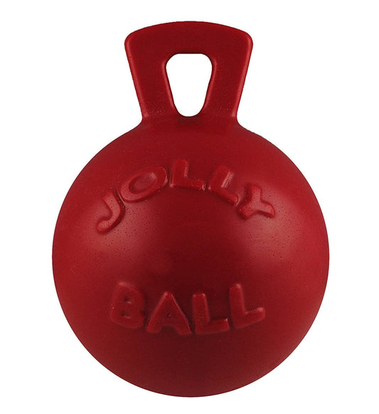 Jolly Pets Tug-N-Toss 6 inch Red Rubber Ball with Handle Chew Toy for