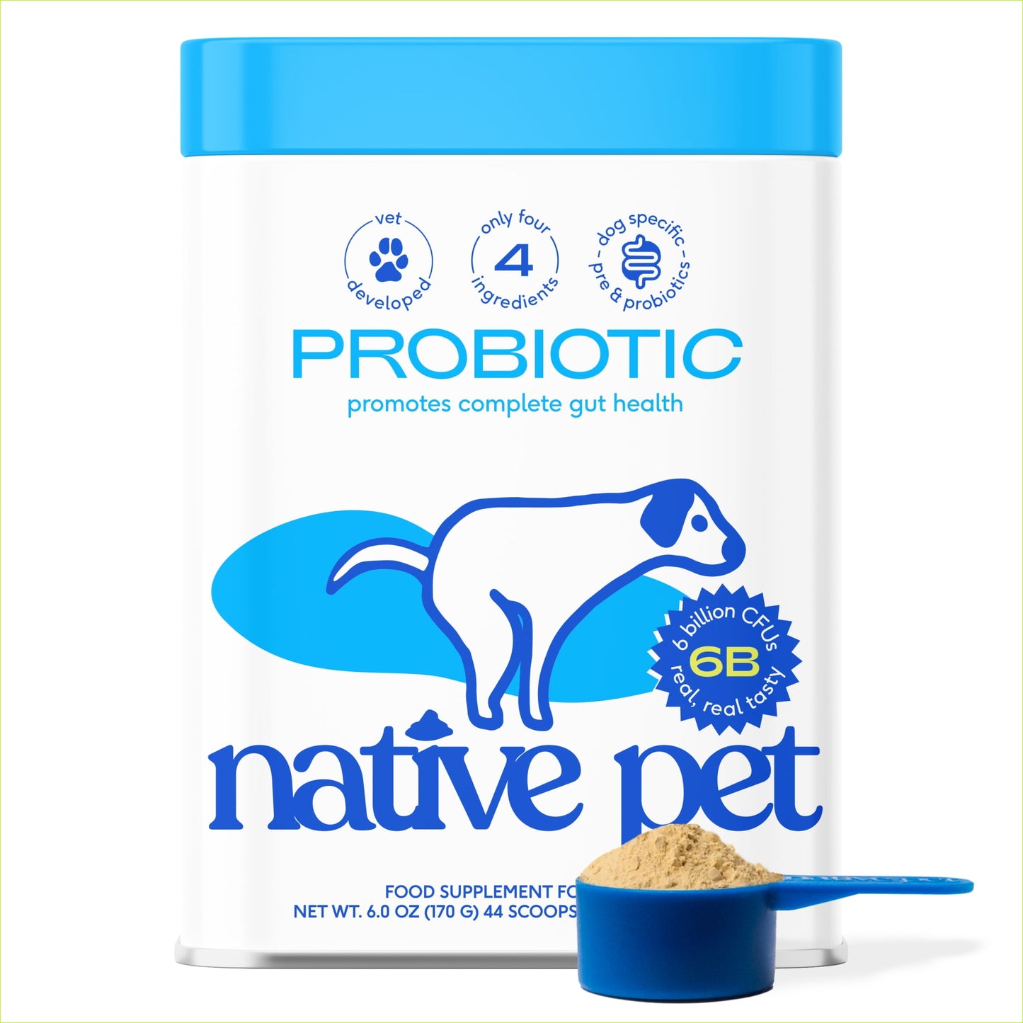 Native Pet Probiotic for Dogs, Gut Health + Prebiotic Fiber & Bone Bro