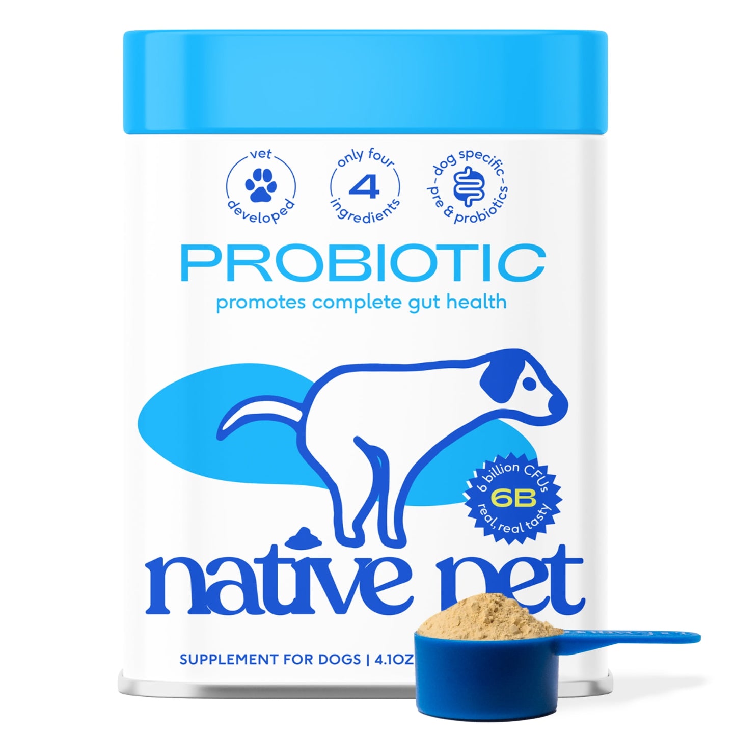 Native Pet Probiotic for Dogs, Gut Health + Prebiotic Fiber & Bone Bro