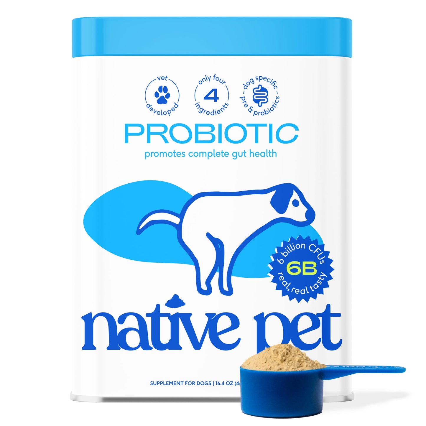 Native Pet Probiotic for Dogs, Gut Health + Prebiotic Fiber & Bone Bro